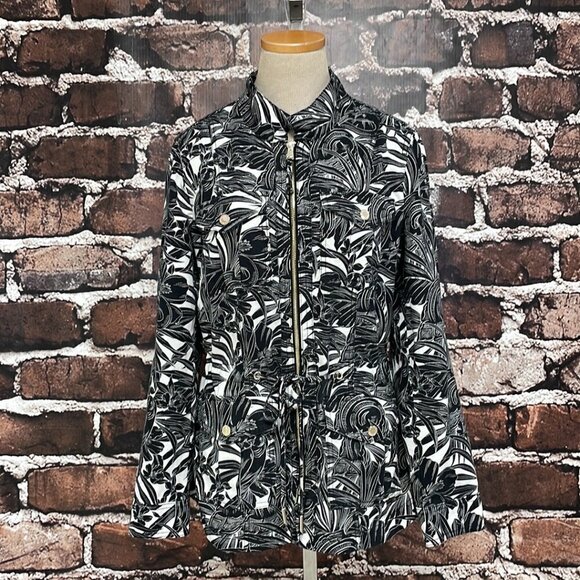 White House Black Market WHBM Jacket Coat Tropical Floral Size Medium M - Picture 5 of 17